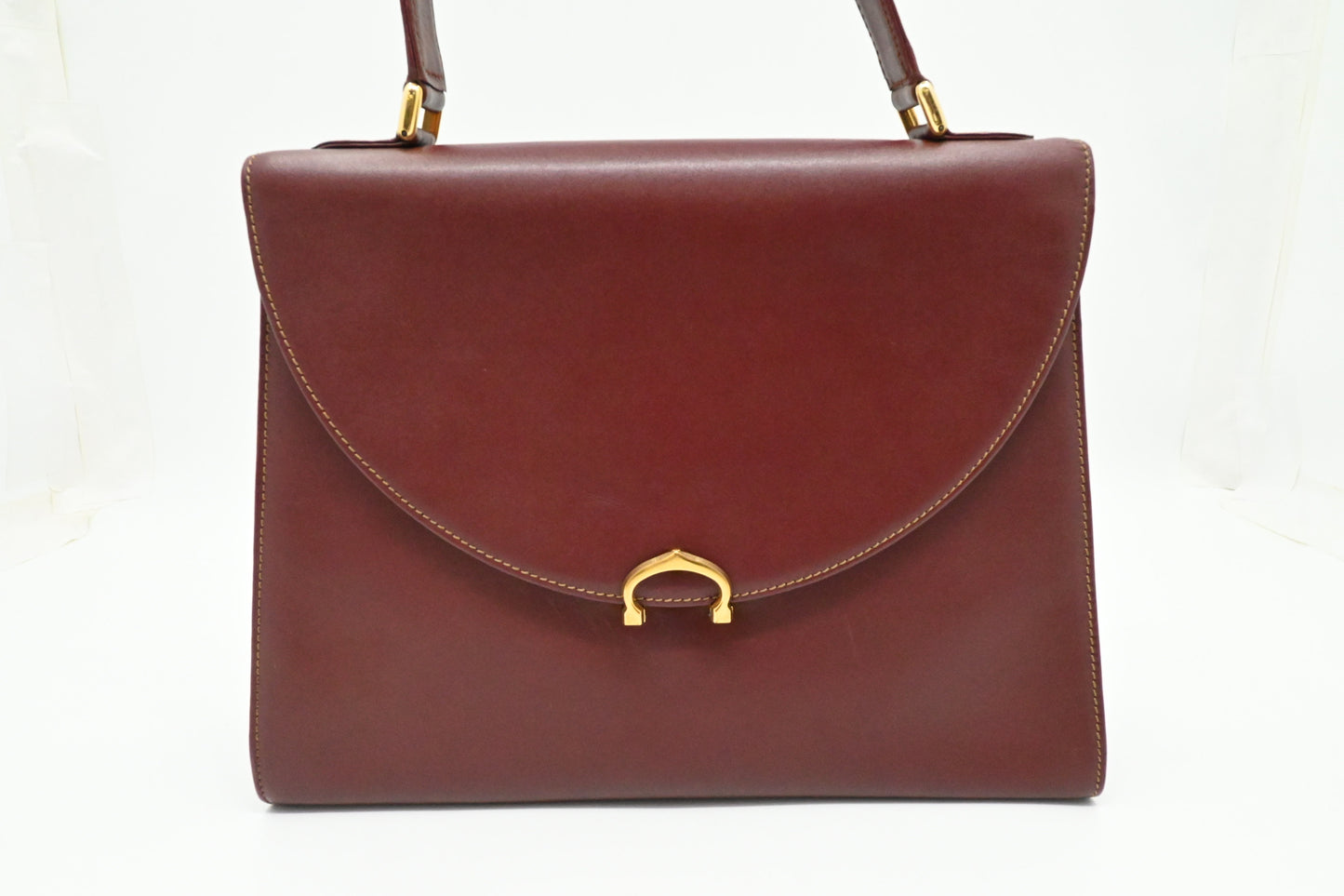 Cartier Top Handle Bag in Burgundy Leather