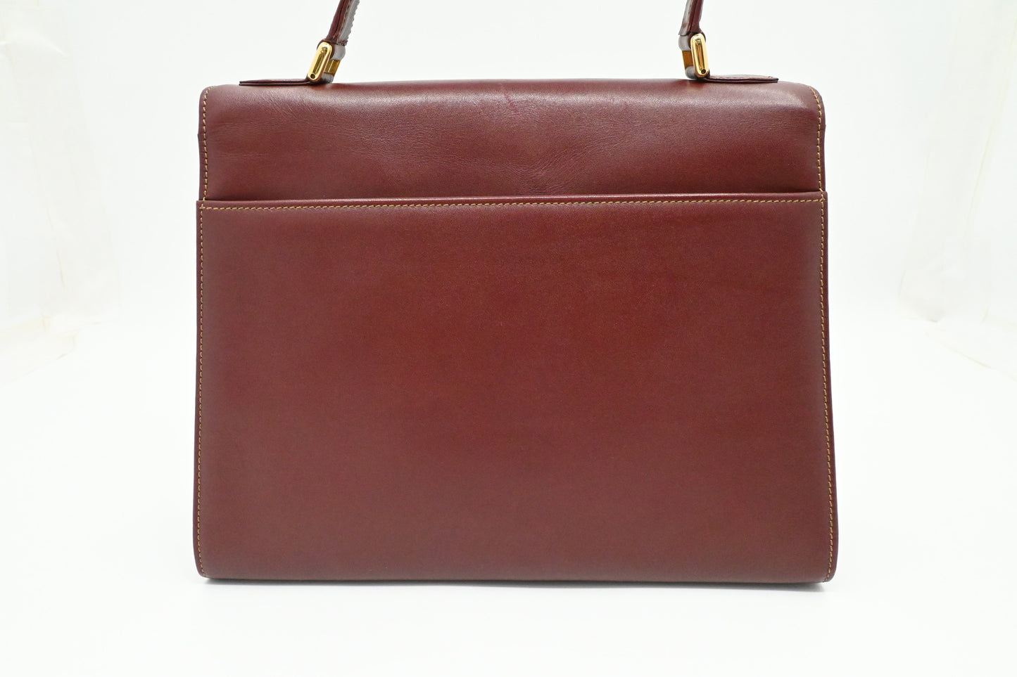 Cartier Top Handle Bag in Burgundy Leather