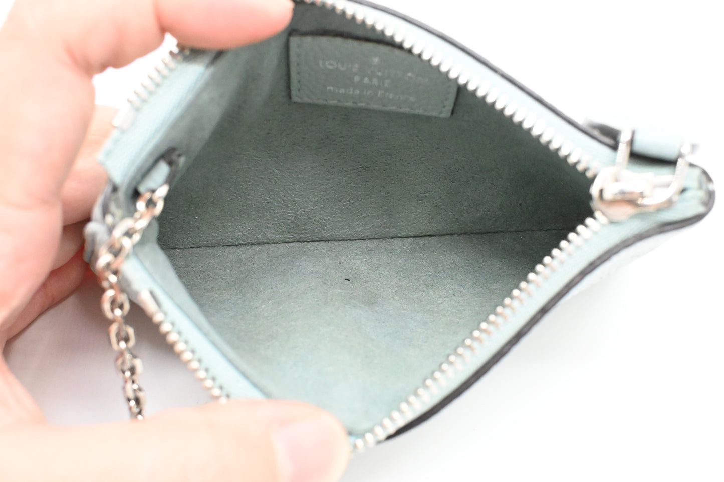 Louis Vuitton Pochette Cles in Light Blue Mahina Leather