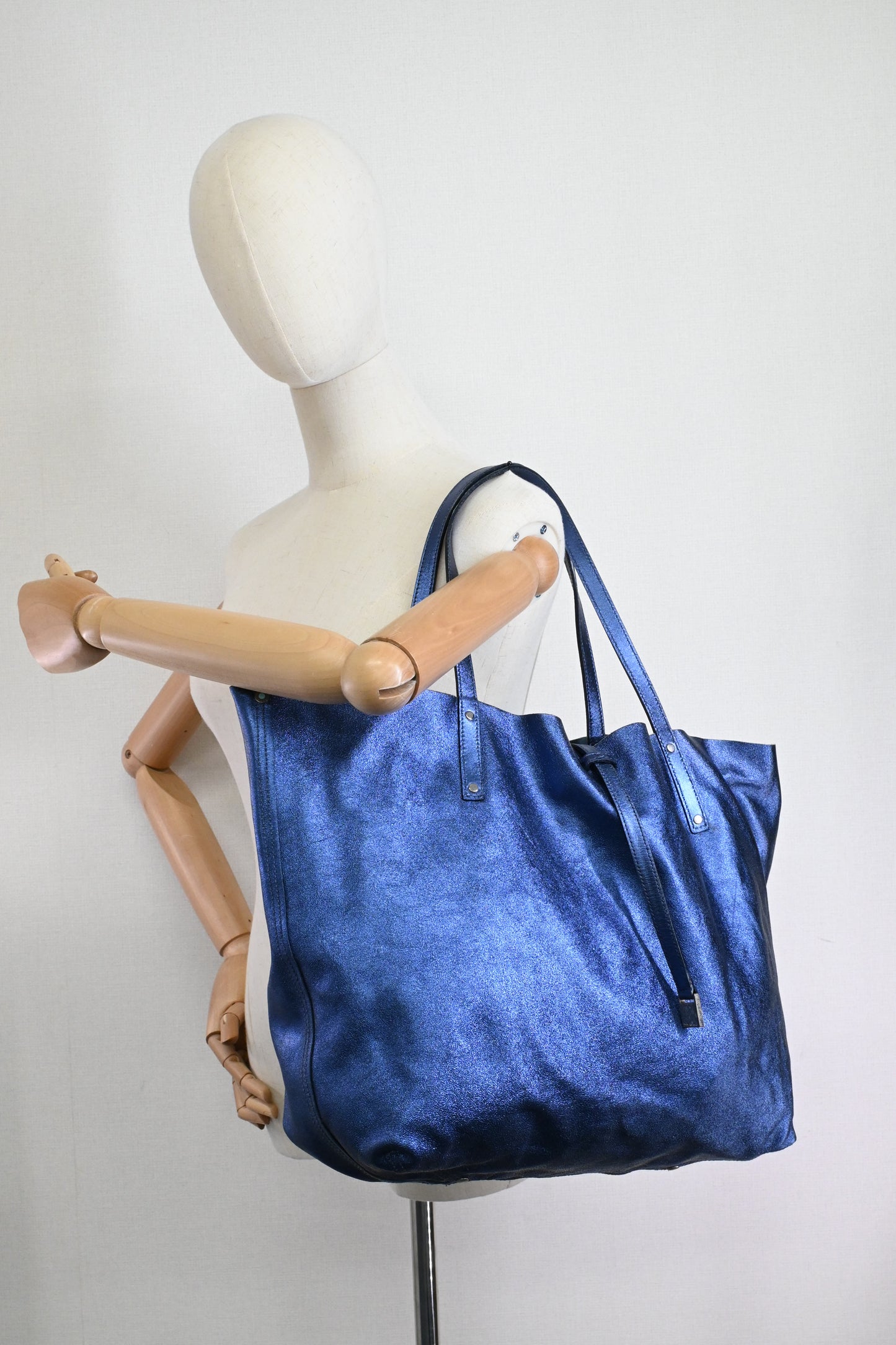 Tiffany & Co. Reversible Tote in Metallic Blue Leather