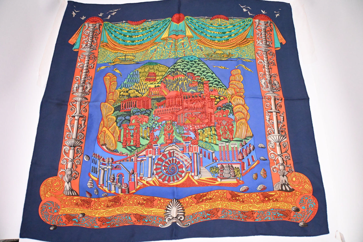 Hermes 'L'Atlantide' Carre 90 in Blue Silk