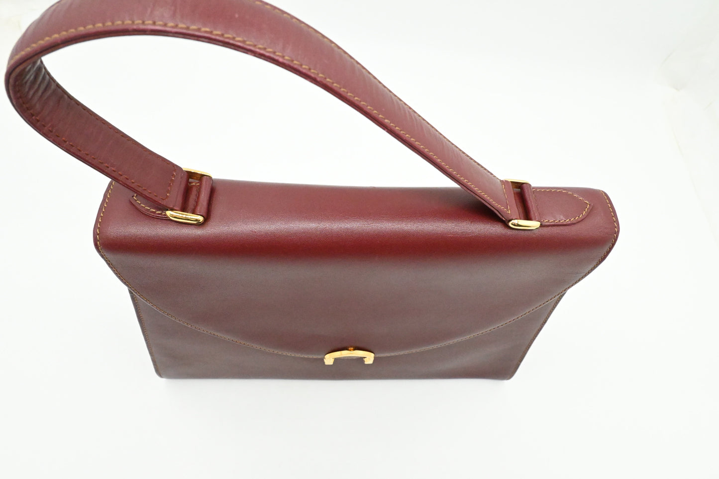 Cartier Top Handle Bag in Burgundy Leather