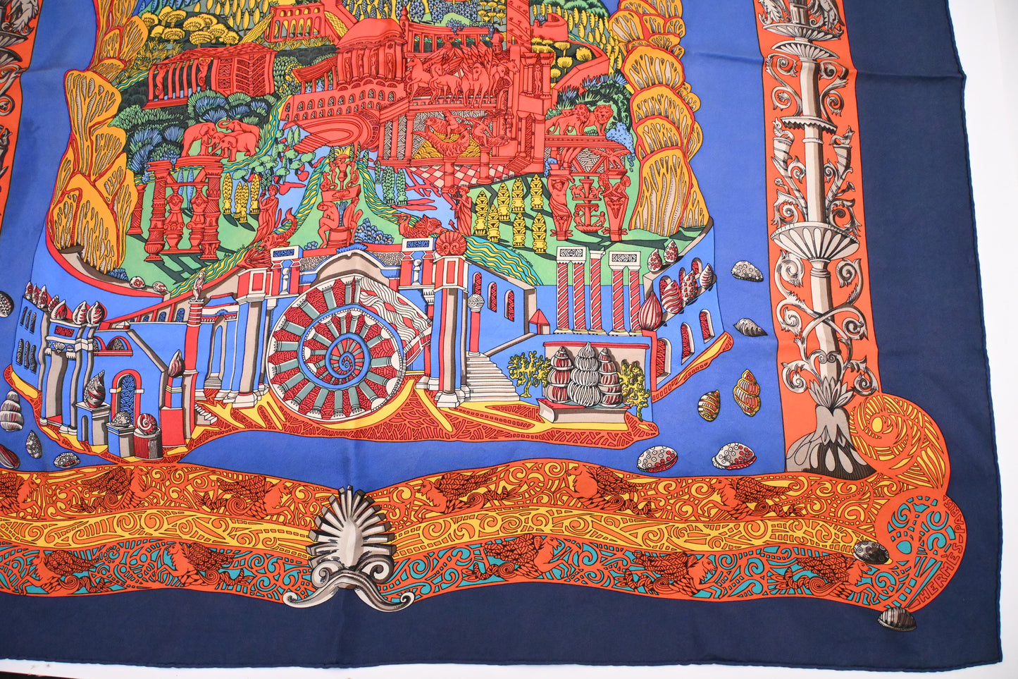 Hermes 'L'Atlantide' Carre 90 in Blue Silk