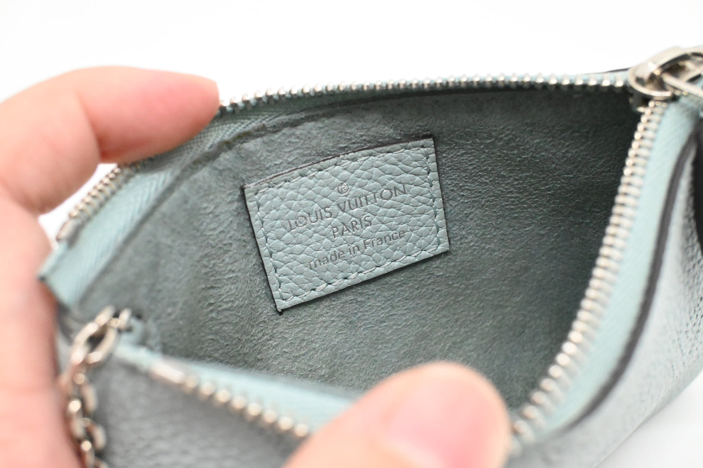 Louis Vuitton Pochette Cles in Light Blue Mahina Leather