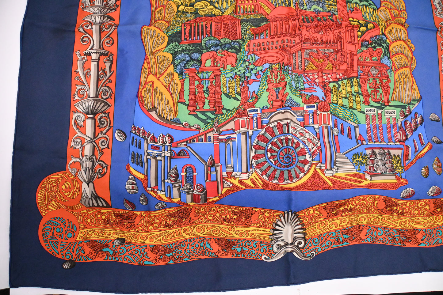 Hermes 'L'Atlantide' Carre 90 in Blue Silk