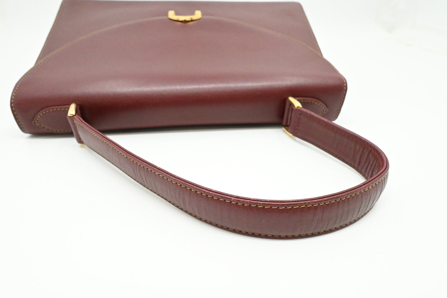Cartier Top Handle Bag in Burgundy Leather