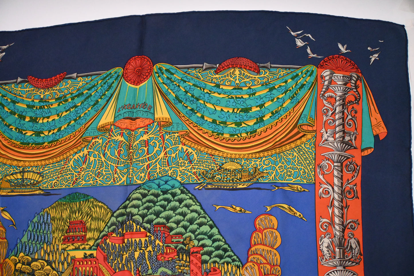 Hermes 'L'Atlantide' Carre 90 in Blue Silk