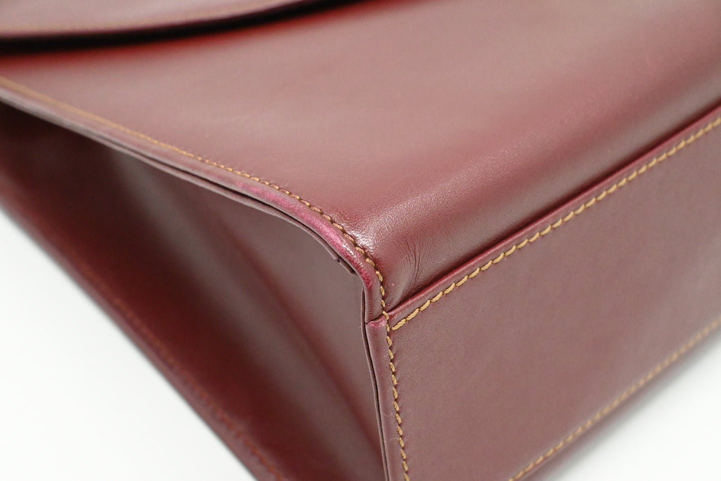 Cartier Top Handle Bag in Burgundy Leather