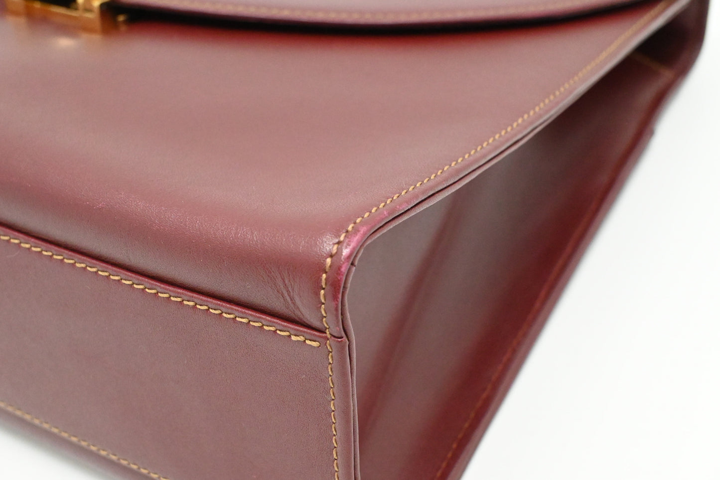 Cartier Top Handle Bag in Burgundy Leather