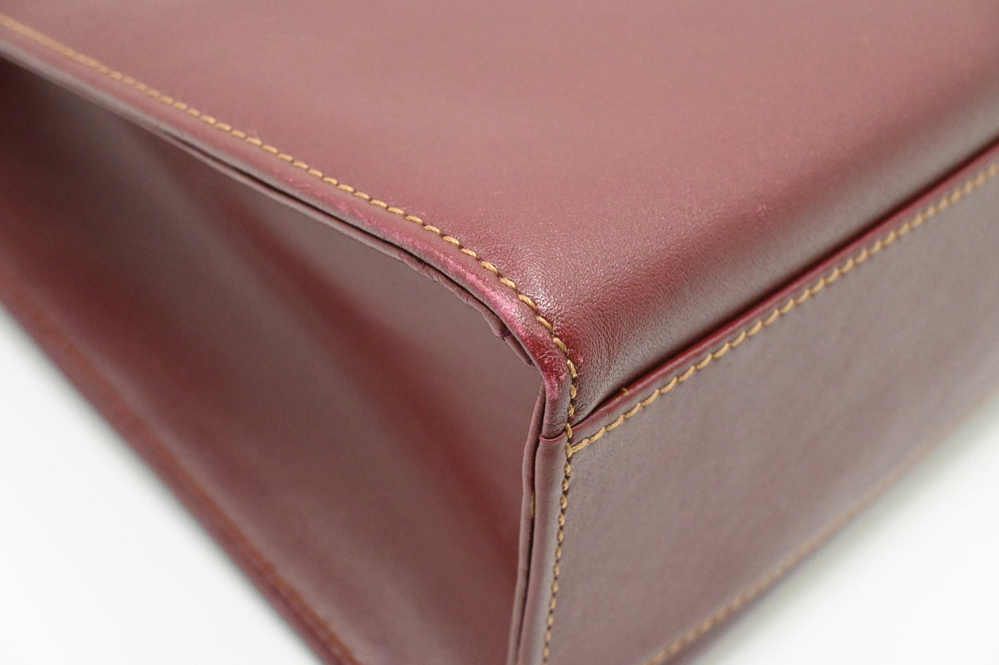 Cartier Top Handle Bag in Burgundy Leather