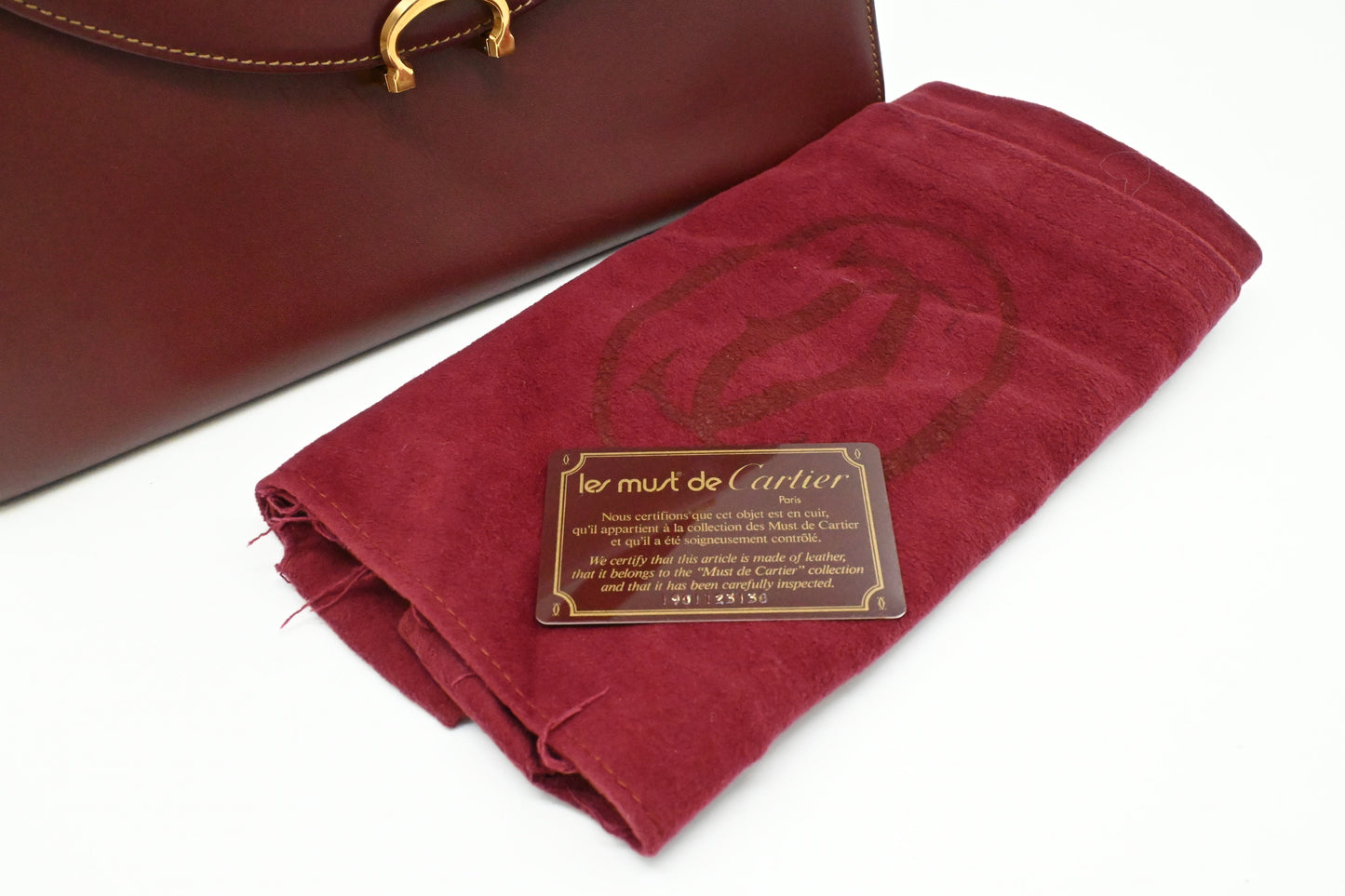 Cartier Top Handle Bag in Burgundy Leather