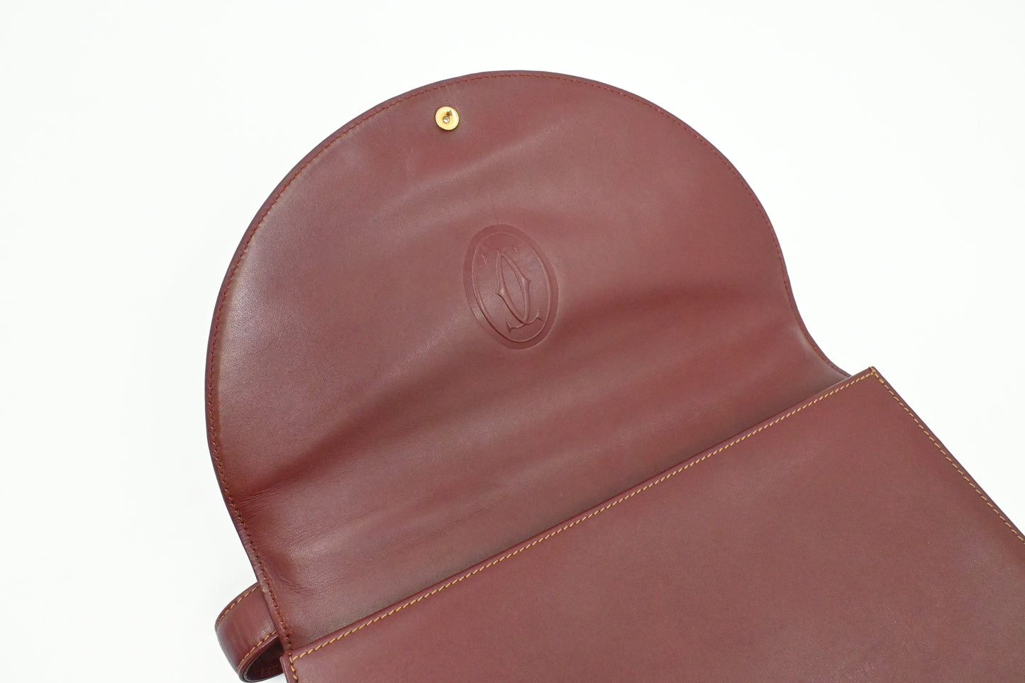 Cartier Top Handle Bag in Burgundy Leather
