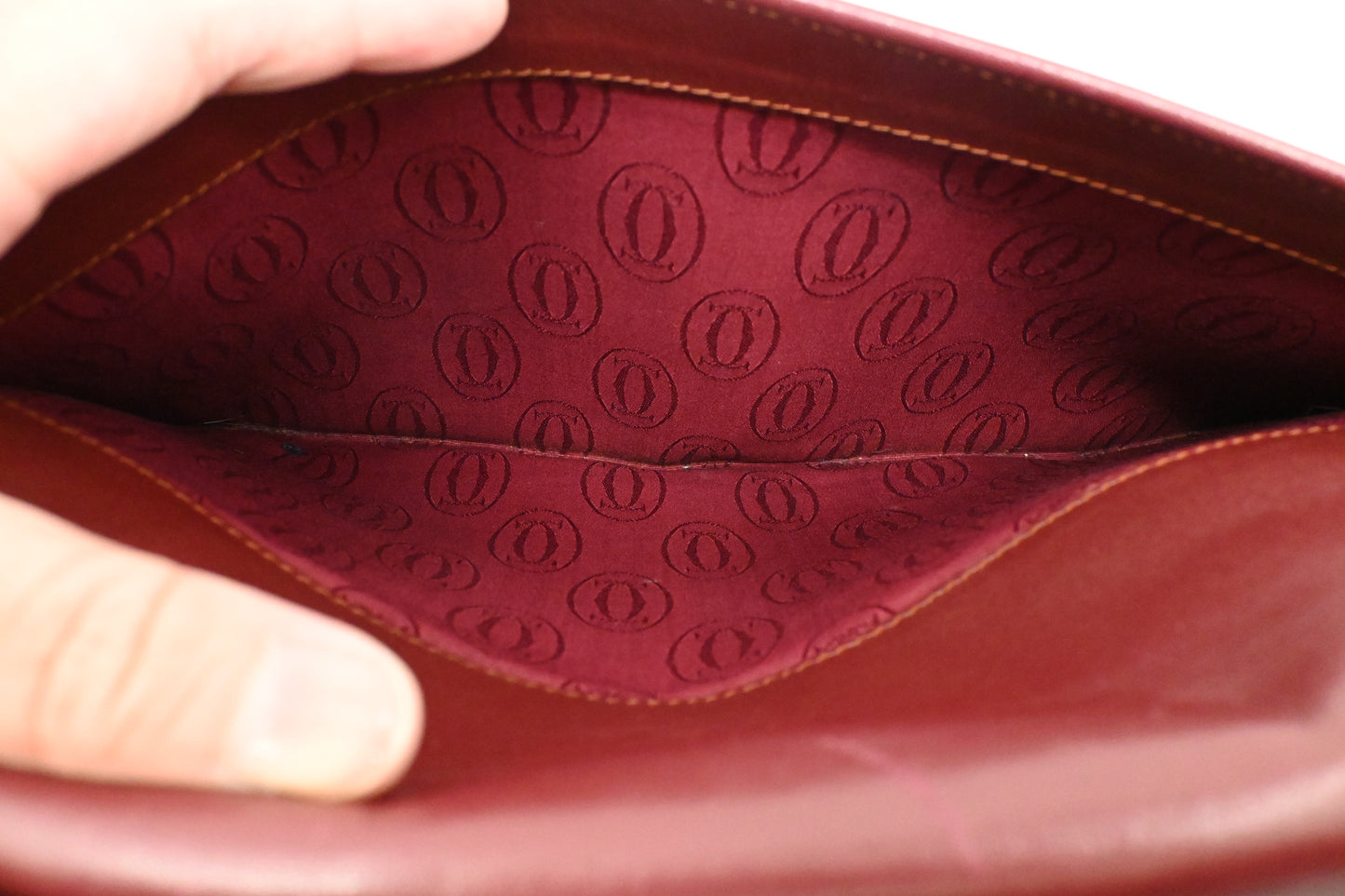 Cartier Top Handle Bag in Burgundy Leather