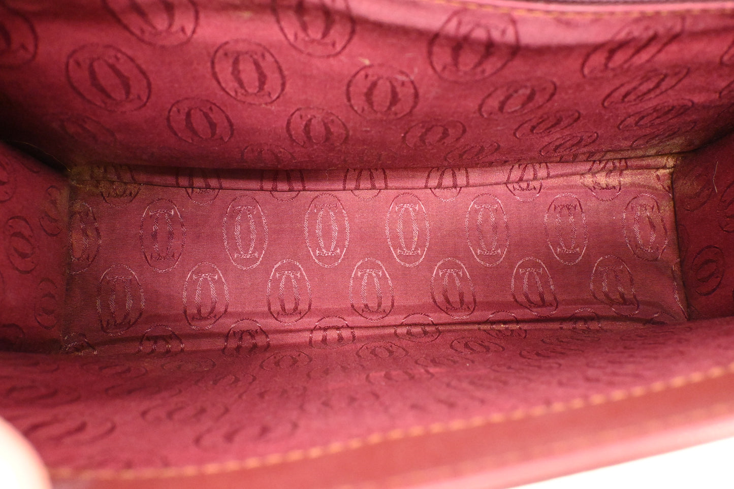 Cartier Top Handle Bag in Burgundy Leather