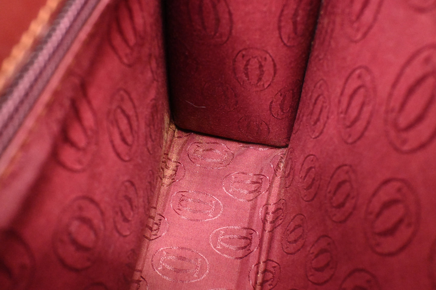 Cartier Top Handle Bag in Burgundy Leather