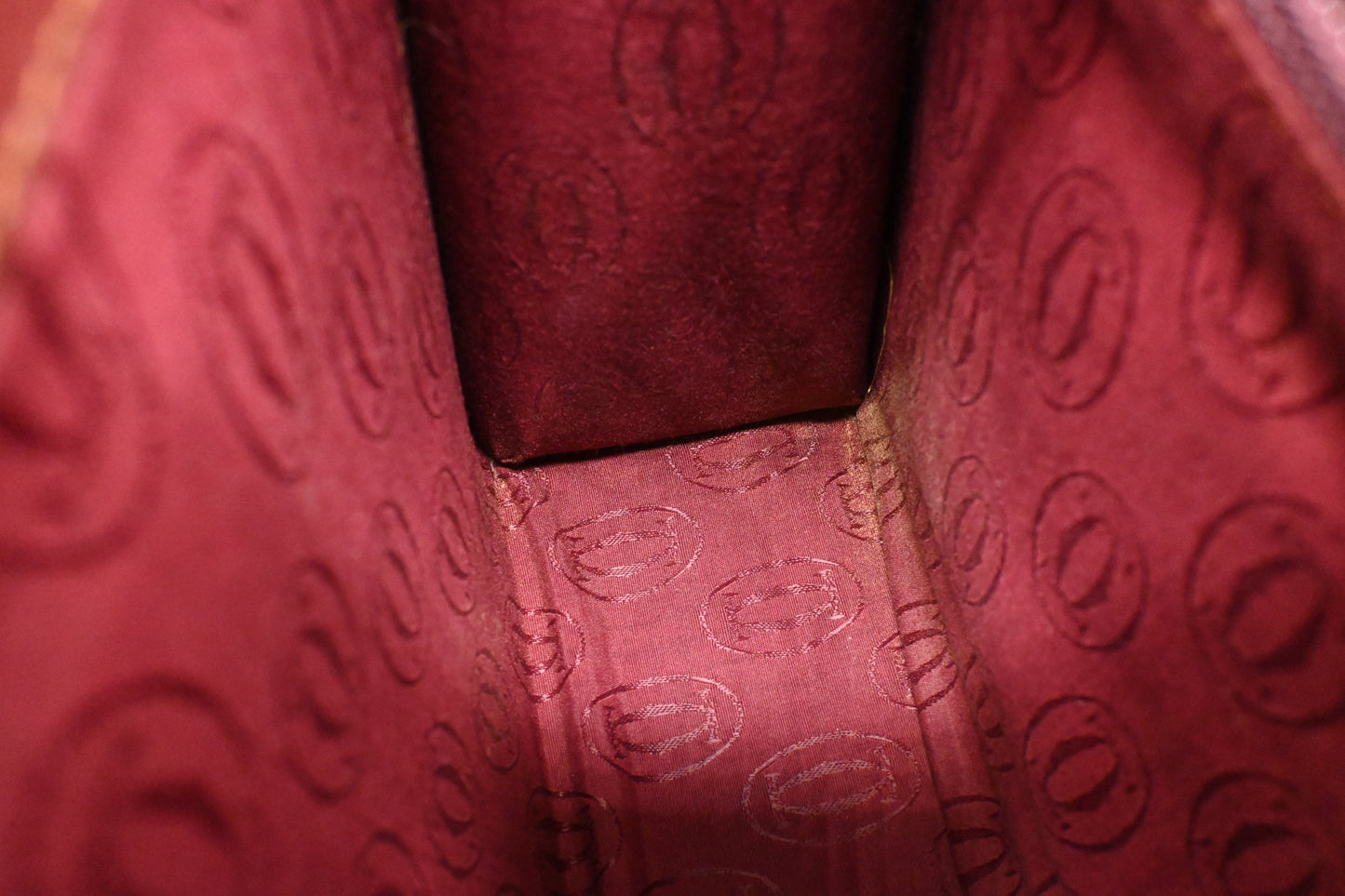 Cartier Top Handle Bag in Burgundy Leather