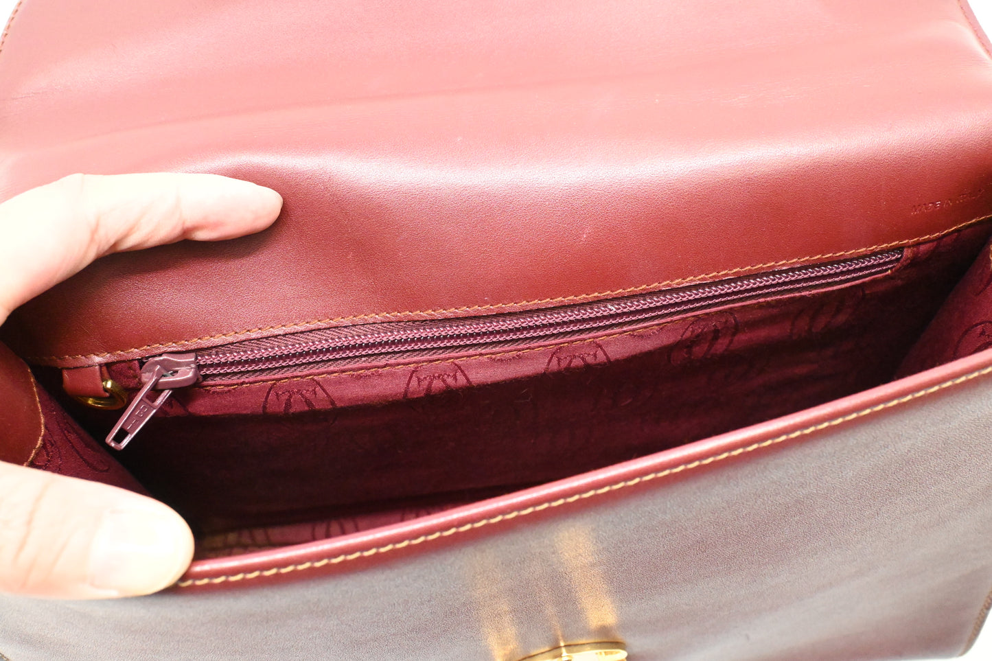 Cartier Top Handle Bag in Burgundy Leather