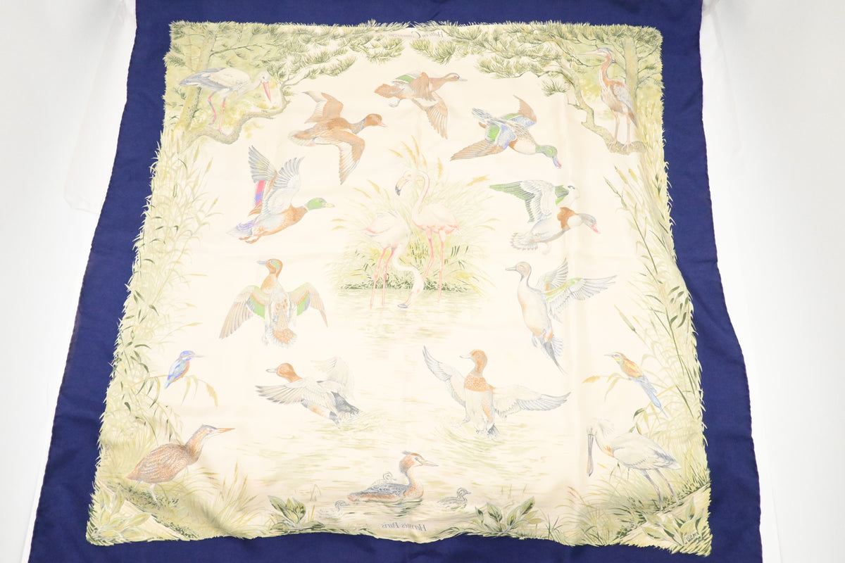 Hermes 'Halte en Camargue' Carre 90 in Navy Blue Silk