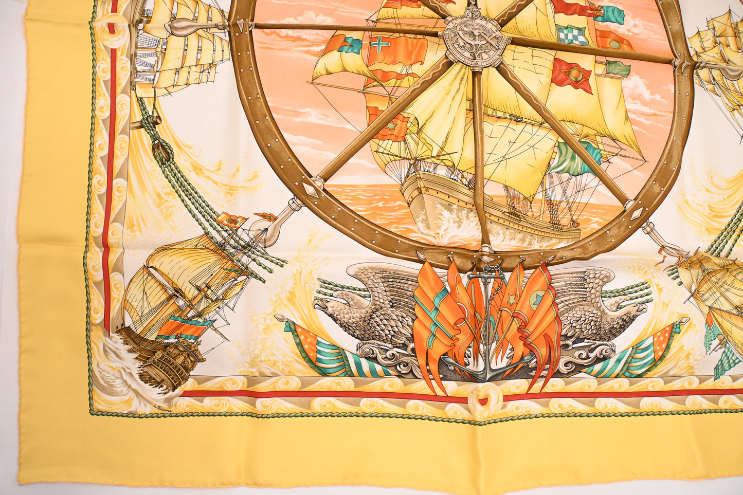 Hermes 'Vive le Vent' Carre 90 in Yellow Silk