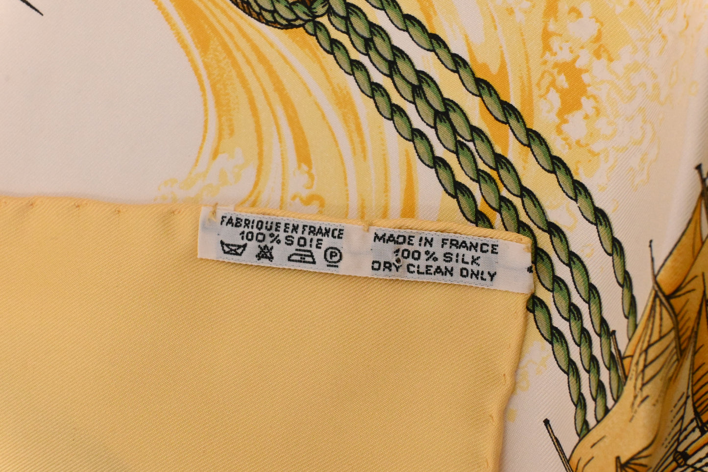 Hermes 'Vive le Vent' Carre 90 in Yellow Silk