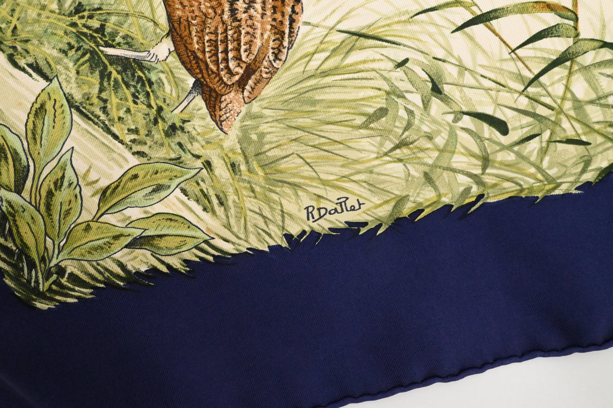 Hermes 'Halte en Camargue' Carre 90 in Navy Blue Silk