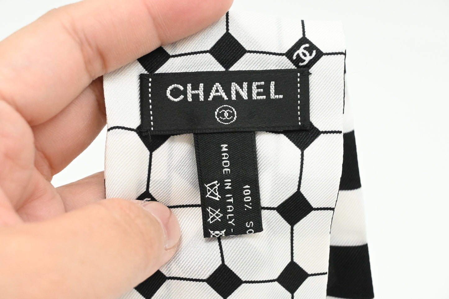 Chanel Twilly in Black & White Damier Silk