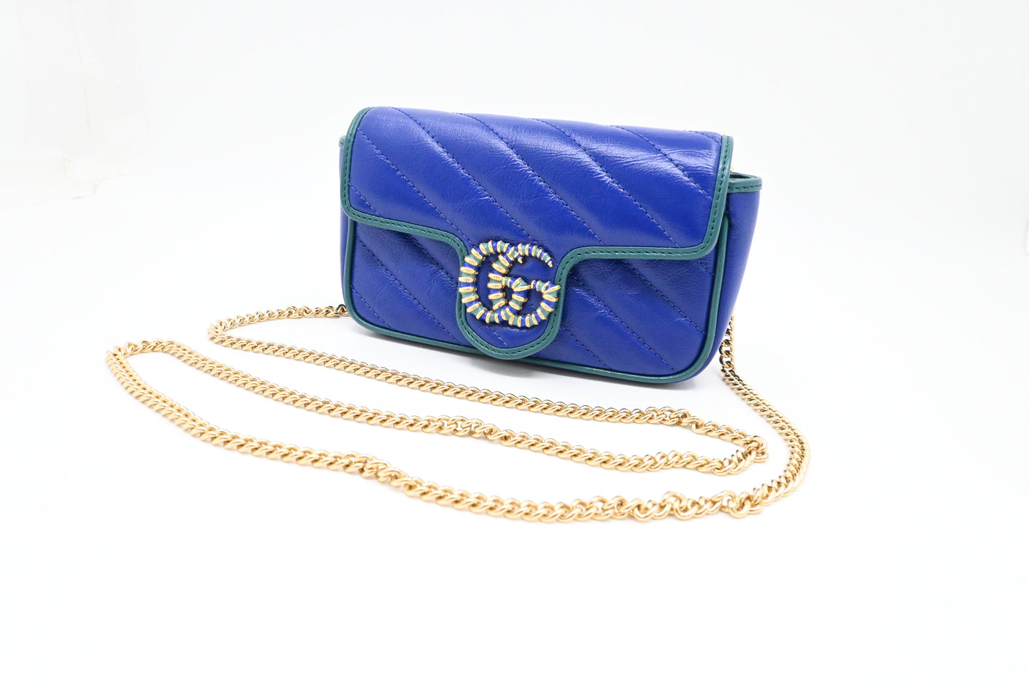 Gucci Mini Marmont Crossbody in Blue Leather