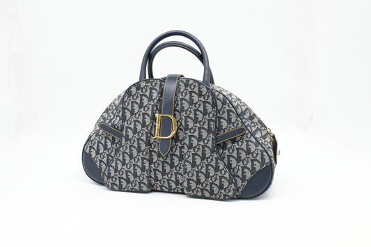 Dior Saddle Bowler in Blue Oblique Canvas