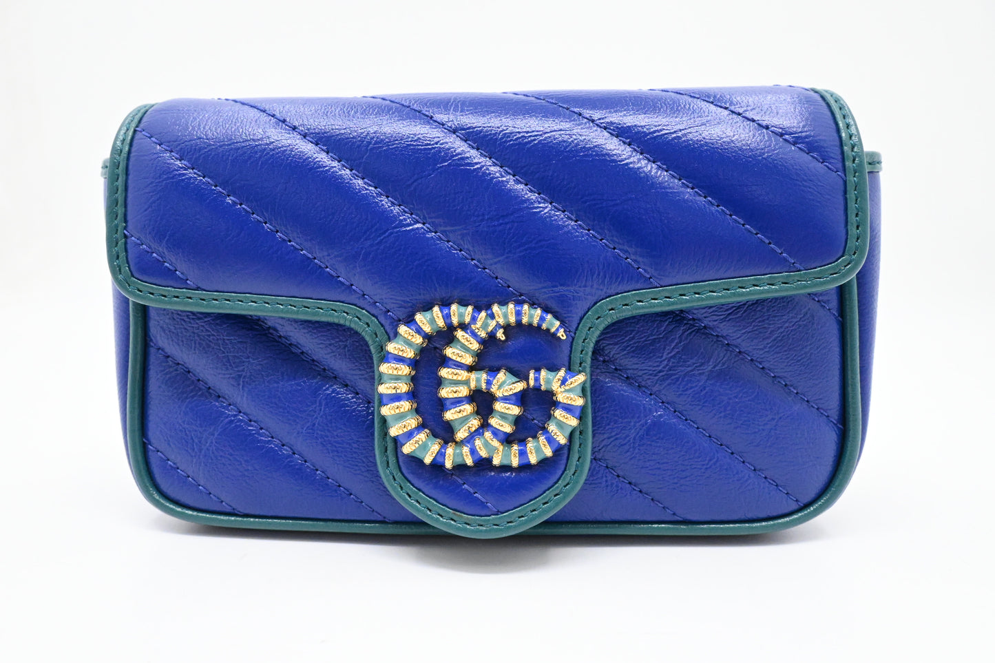 Gucci Mini Marmont Crossbody in Blue Leather