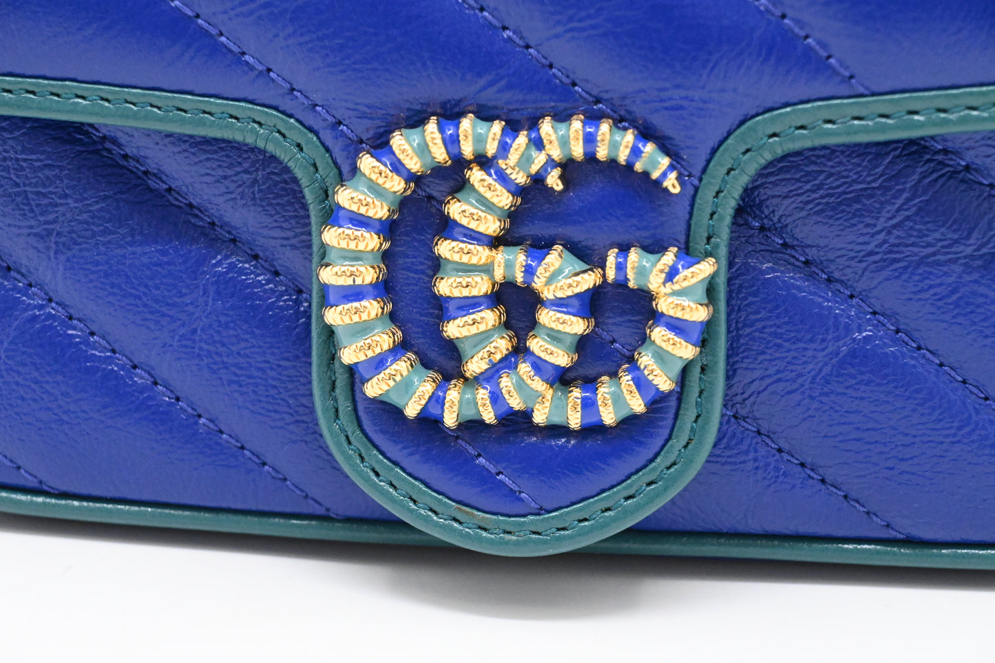 Gucci Mini Marmont Crossbody in Blue Leather
