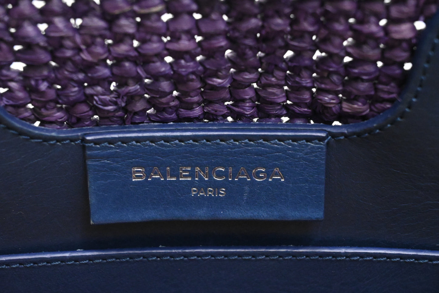 Balenciaga Small Panier Basket Bag in Blue and Cream Wicker