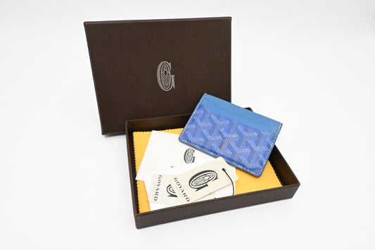Goyard Saint Sulpice Card Case in Blue Goyardine Canvas