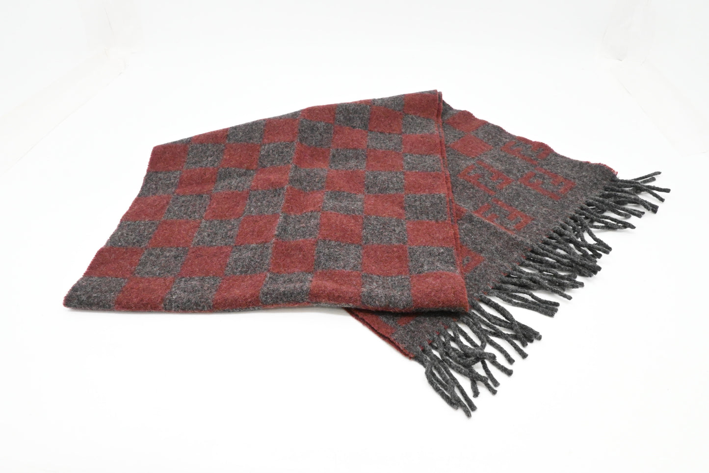 Fendi Scarf in Brown and Red Wool