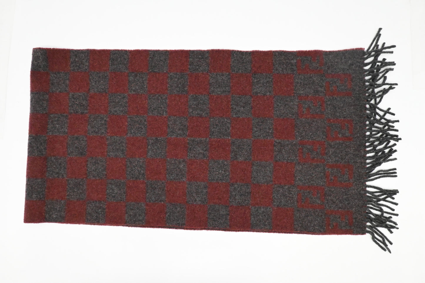 Fendi Scarf in Brown and Red Wool