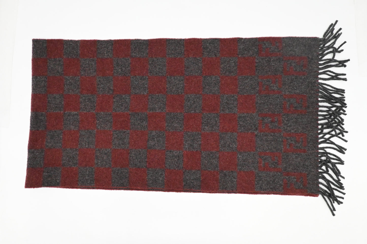 Fendi Scarf in Brown and Red Wool