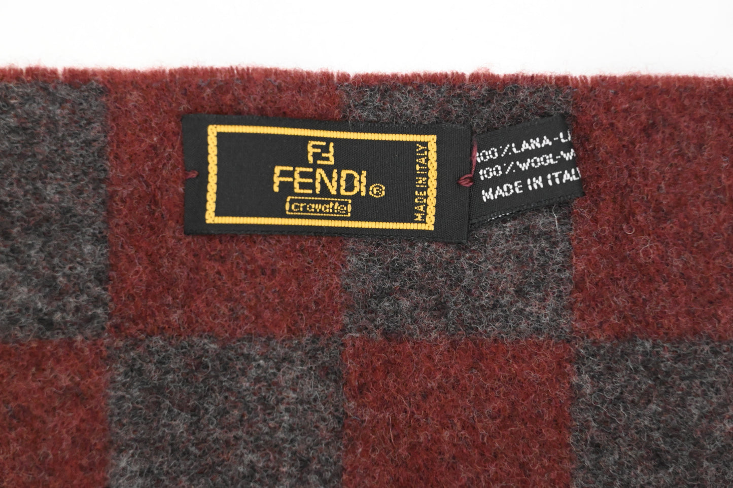 Fendi Scarf in Brown and Red Wool