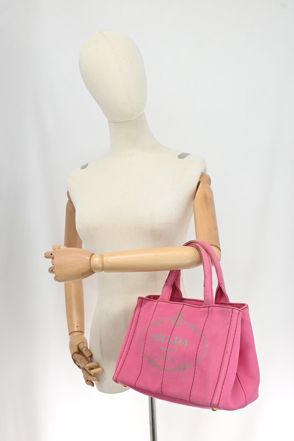 Prada Small Canapa in Pink Canvas