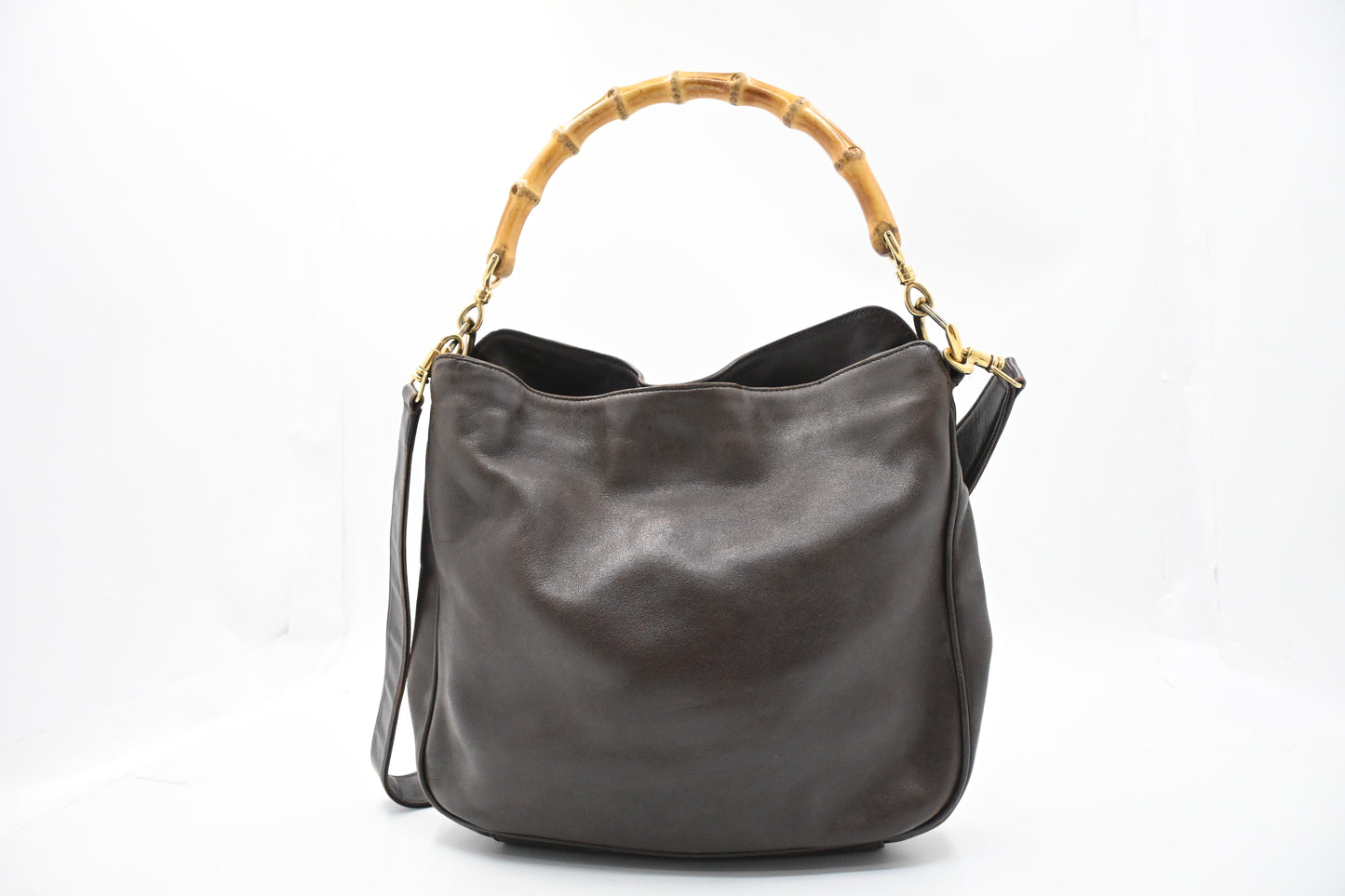 Gucci 2-Way Bamboo Tote Bag in Brown Leather