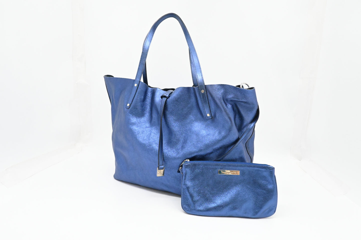 Tiffany & Co. Reversible Tote in Metallic Blue Leather