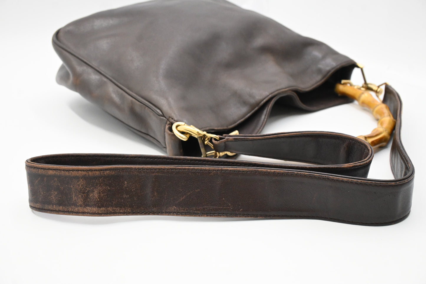 Gucci 2-Way Bamboo Tote Bag in Brown Leather