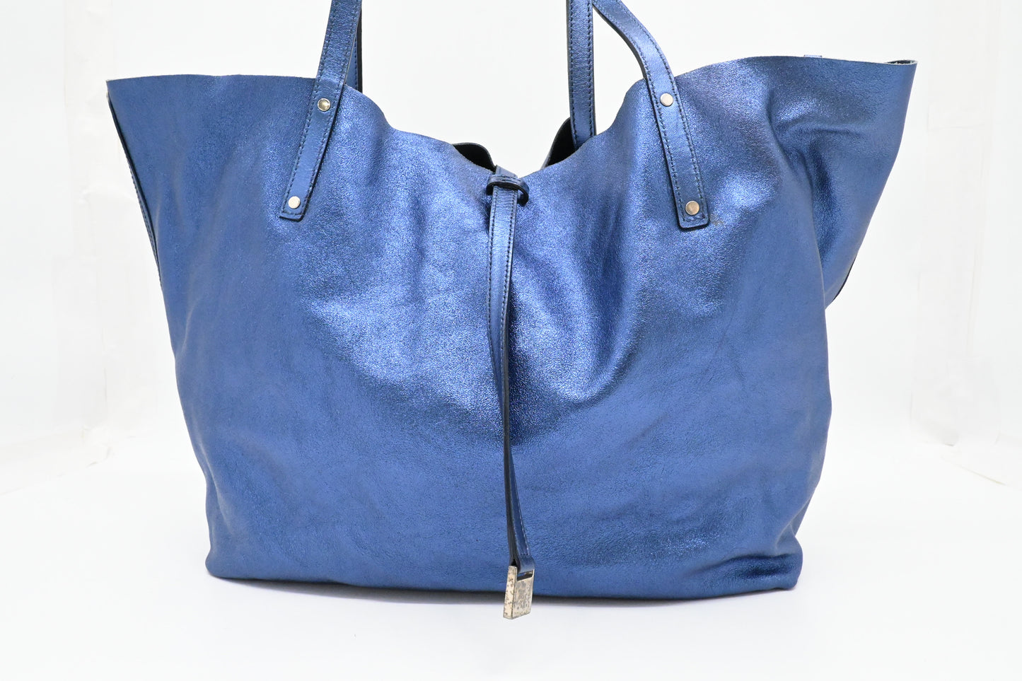 Tiffany & Co. Reversible Tote in Metallic Blue Leather
