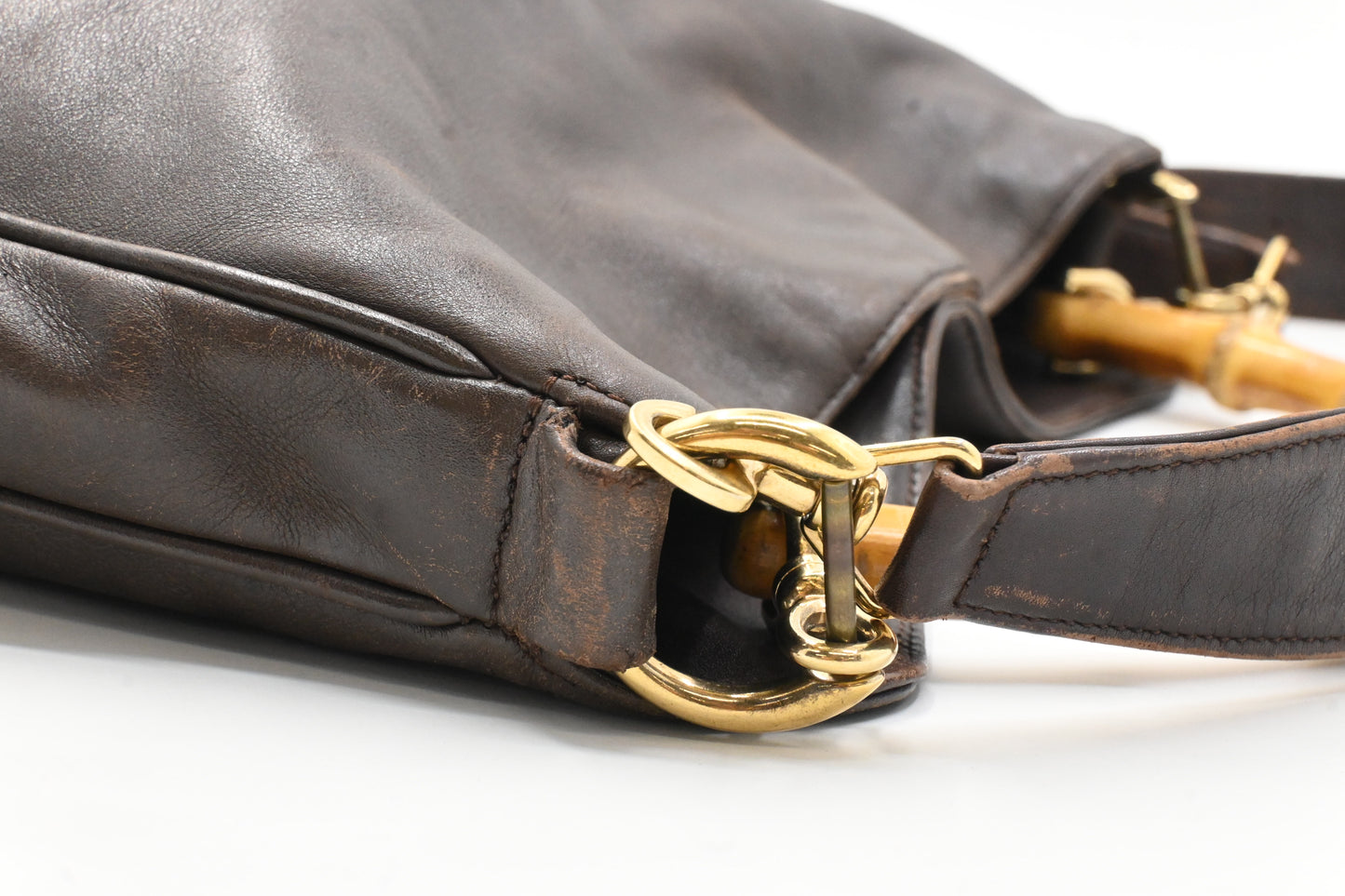 Gucci 2-Way Bamboo Tote Bag in Brown Leather