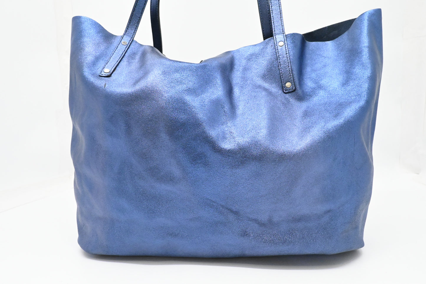 Tiffany & Co. Reversible Tote in Metallic Blue Leather