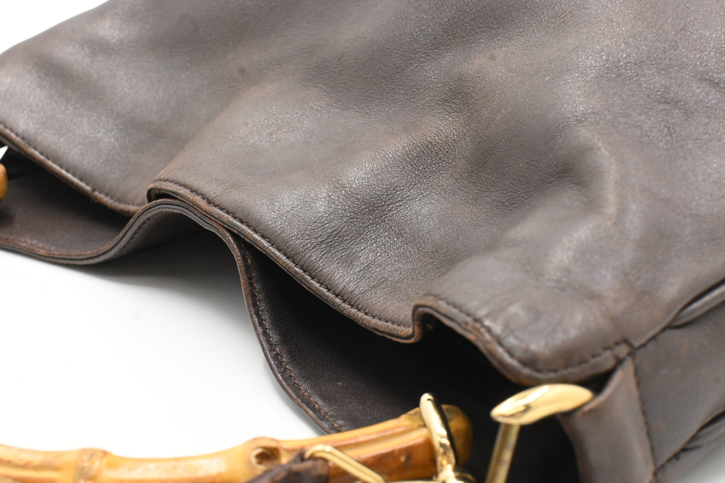 Gucci 2-Way Bamboo Tote Bag in Brown Leather
