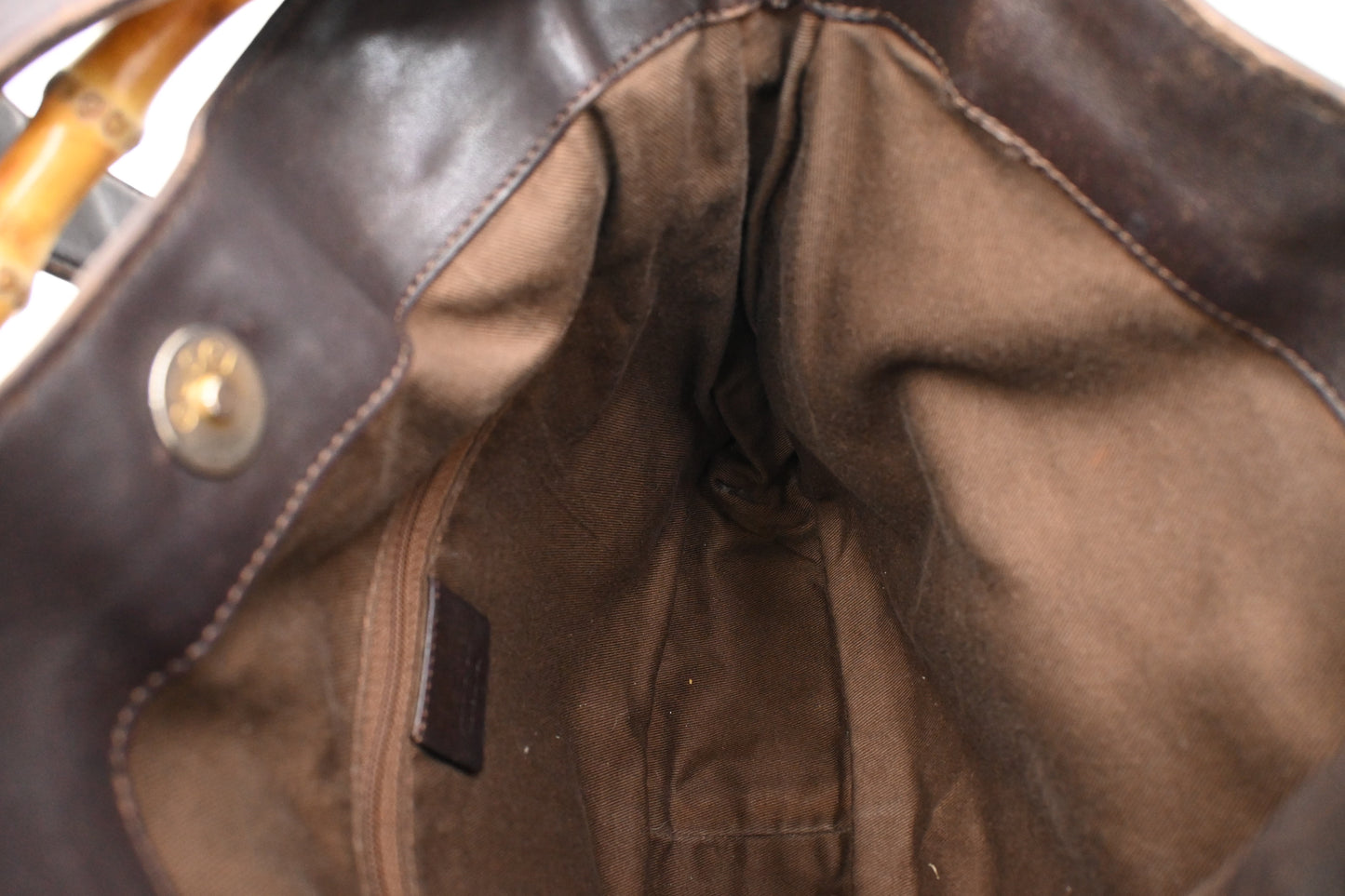 Gucci 2-Way Bamboo Tote Bag in Brown Leather