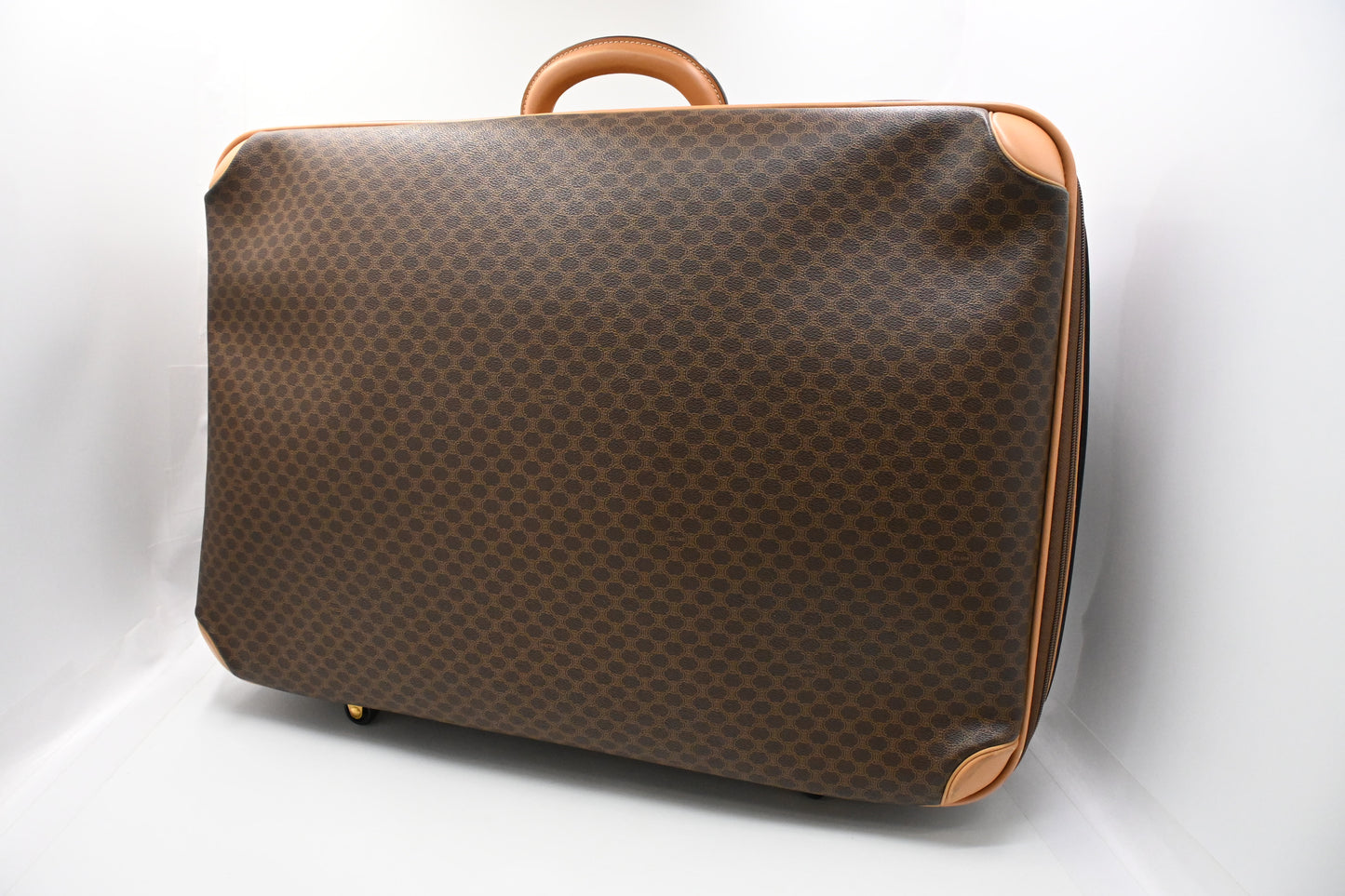 Celine Wheeled Suitcase in Brown Macadam Canvas