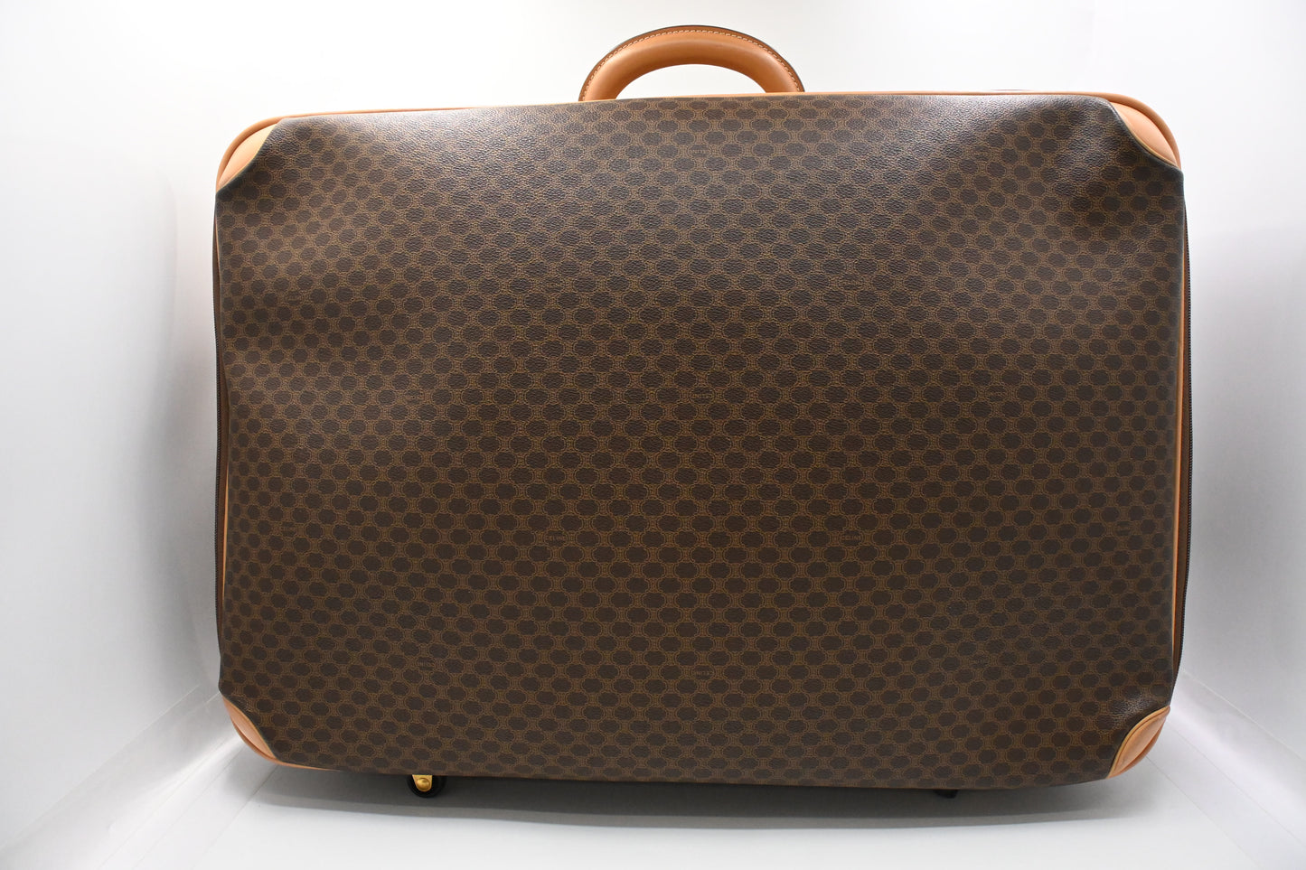 Celine Wheeled Suitcase in Brown Macadam Canvas