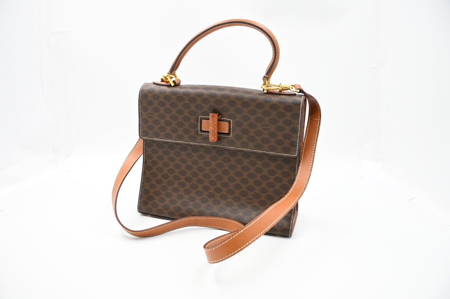 Celine 2way Bag in Brown Macadam Canvas