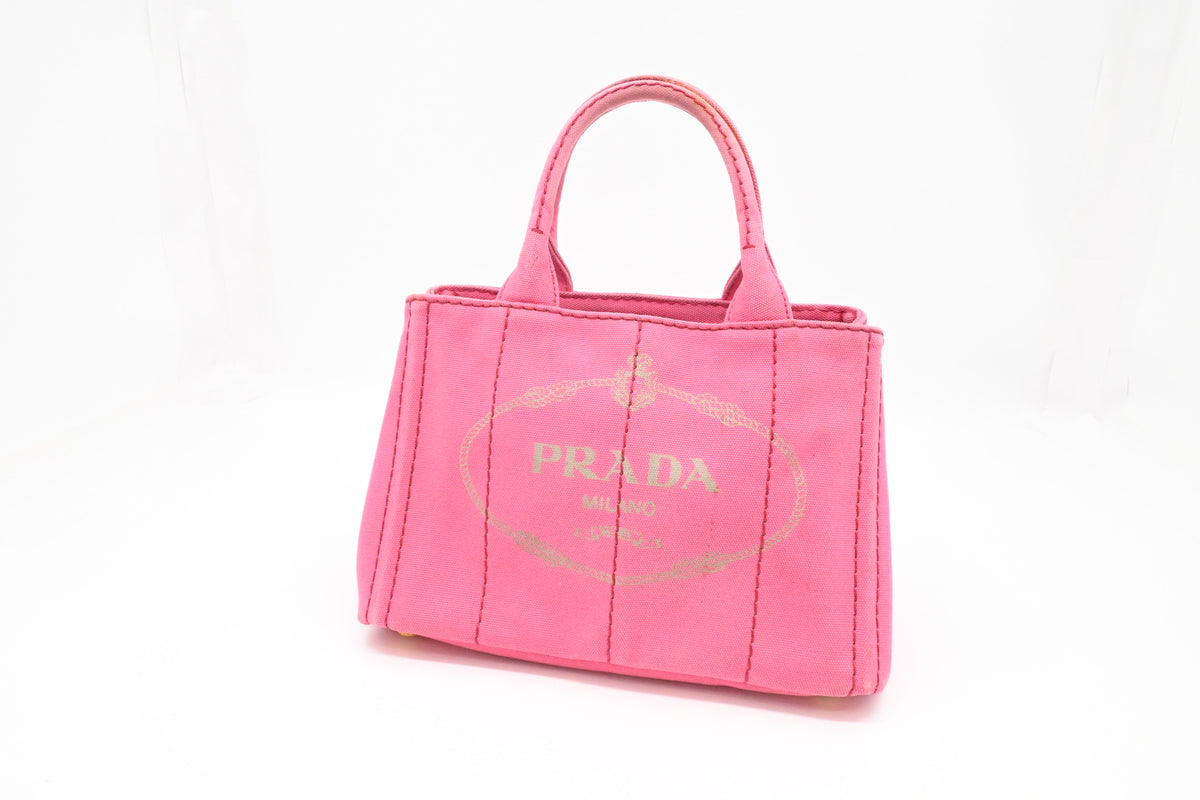 Prada Small Canapa in Pink Canvas