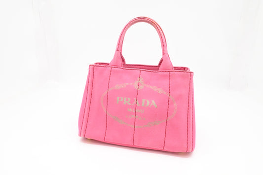 Prada Small Canapa in Pink Canvas